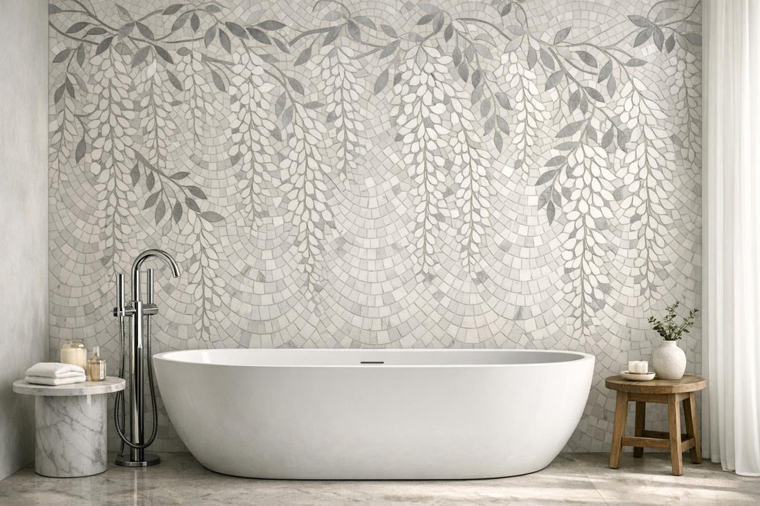 Enhance Spaces with Wisteria Bianco Dolomiti Waterjet Mosaic - Zicana Boutique