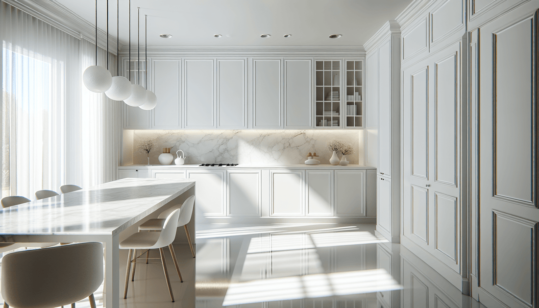 Enhancing Interior Design: White Quartz Countertops on White Cabinets - Z Boutique by Marble Couture