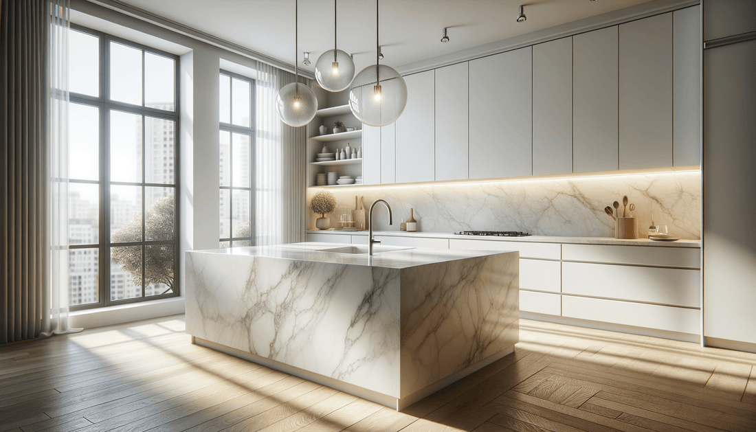 Ethereal Glow Silestone with White Cabinets for Timeless Elegance - Zicana Boutique
