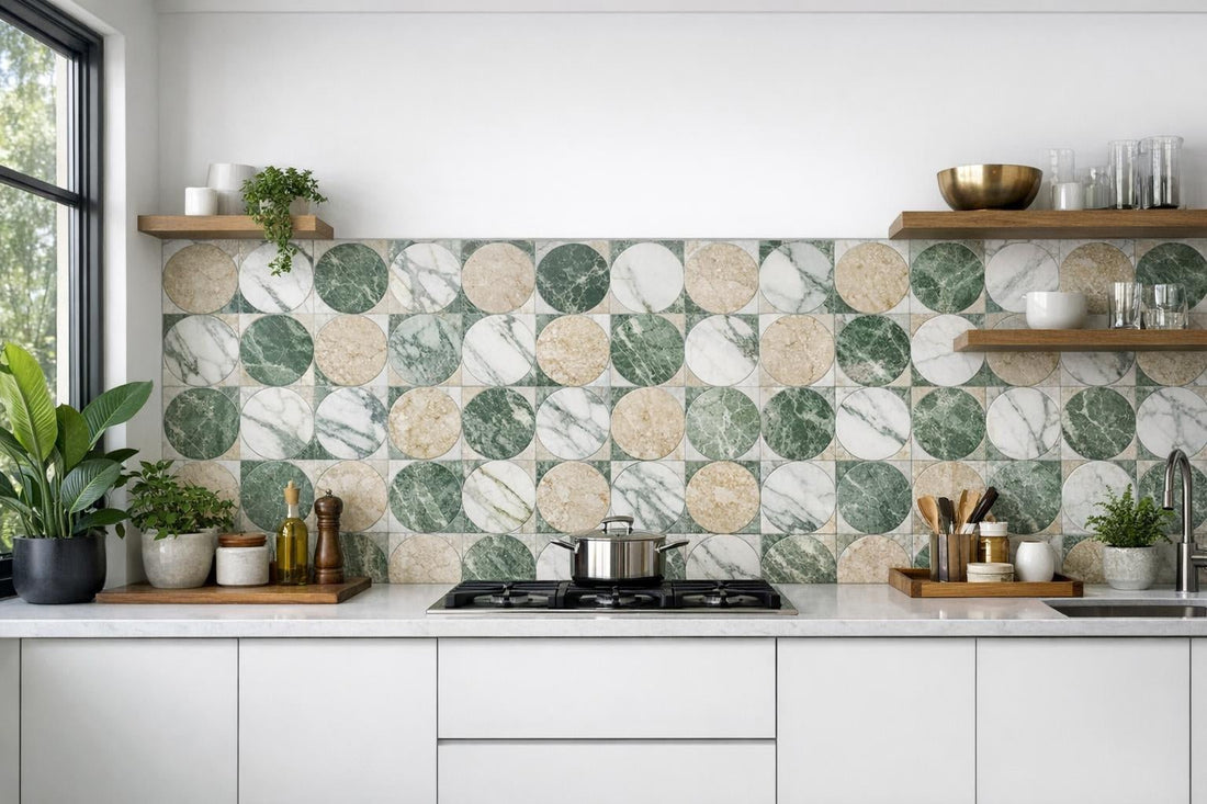 Explore Bella Calacatta Green & Diano Royale Tiles - Zicana Boutique