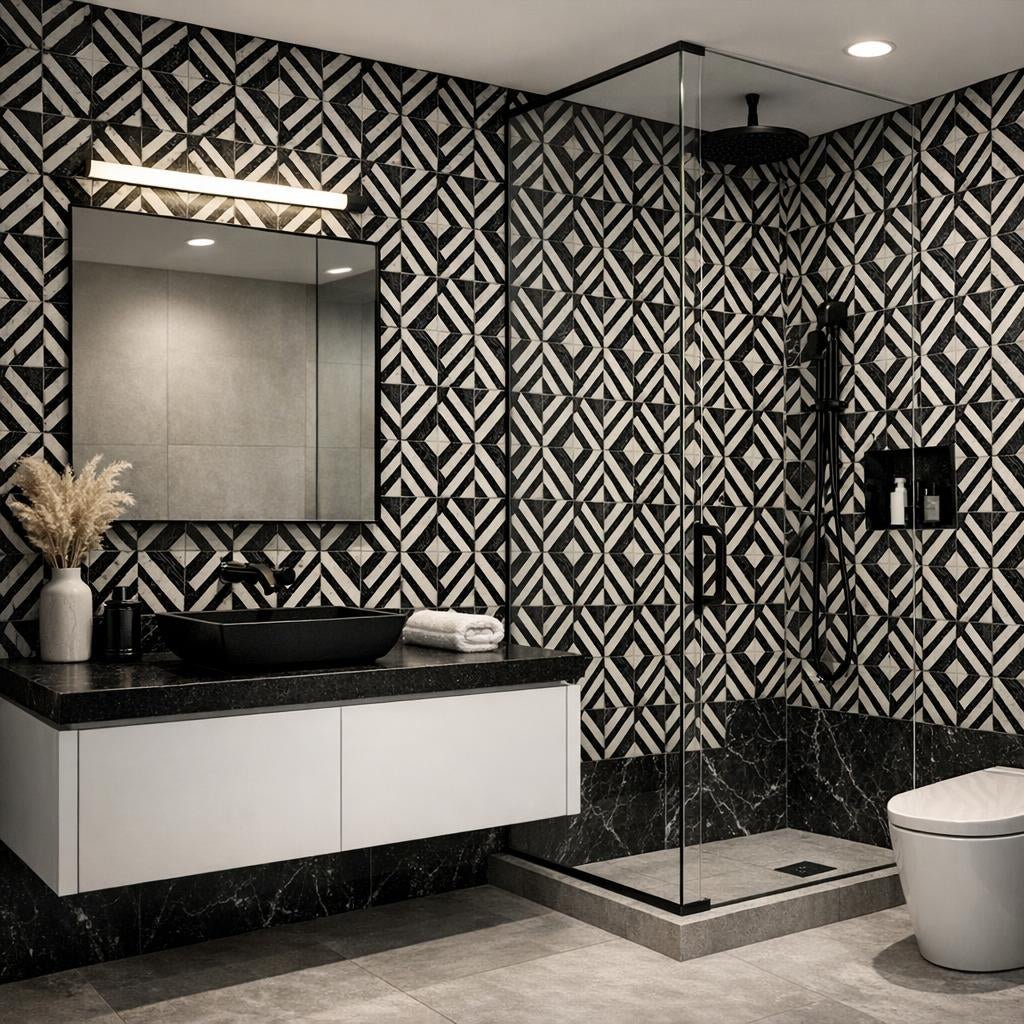 Explore Callen Nero Tiles: Zicana's Geometric Elegance - Zicana Boutique