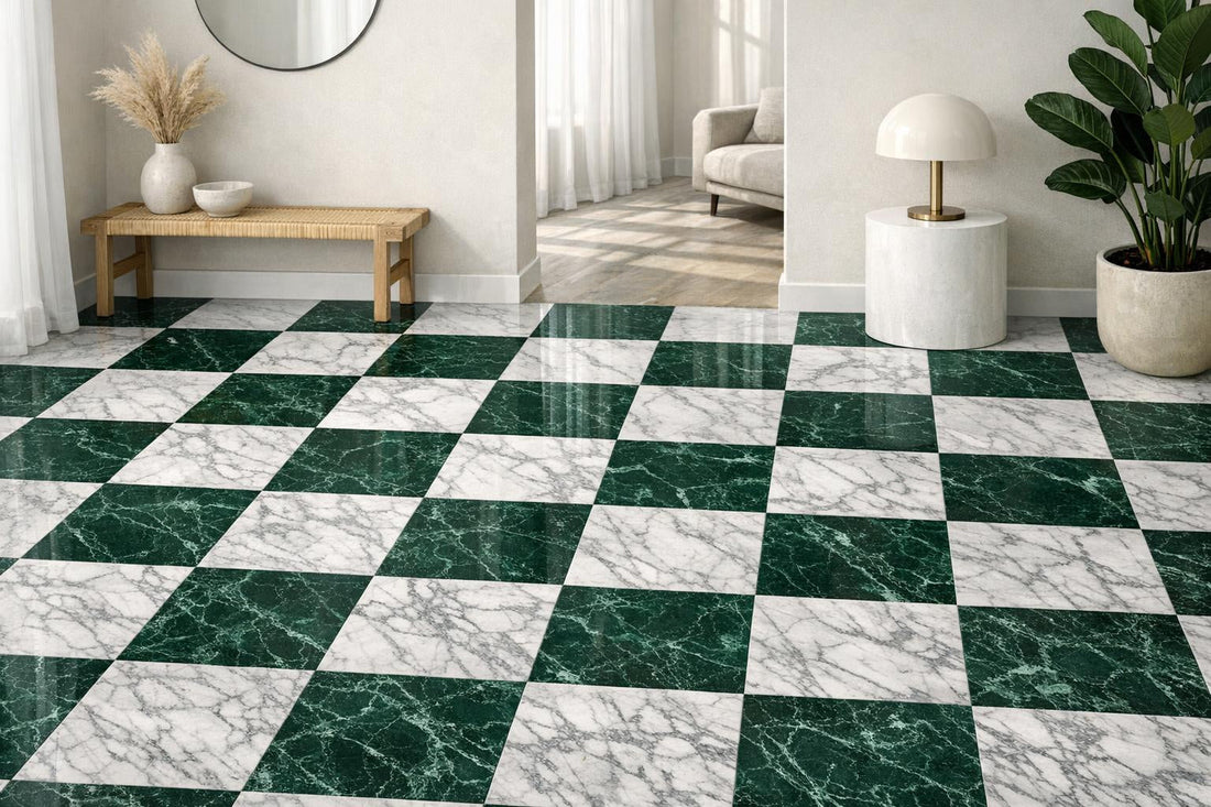 Explore Checkerboard Albachiarro and Emerald Green Marble Tiles - Zicana Boutique