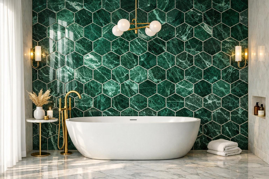 Explore Emerald Green Marble Hexagon at Zicana Boutique - Zicana Boutique