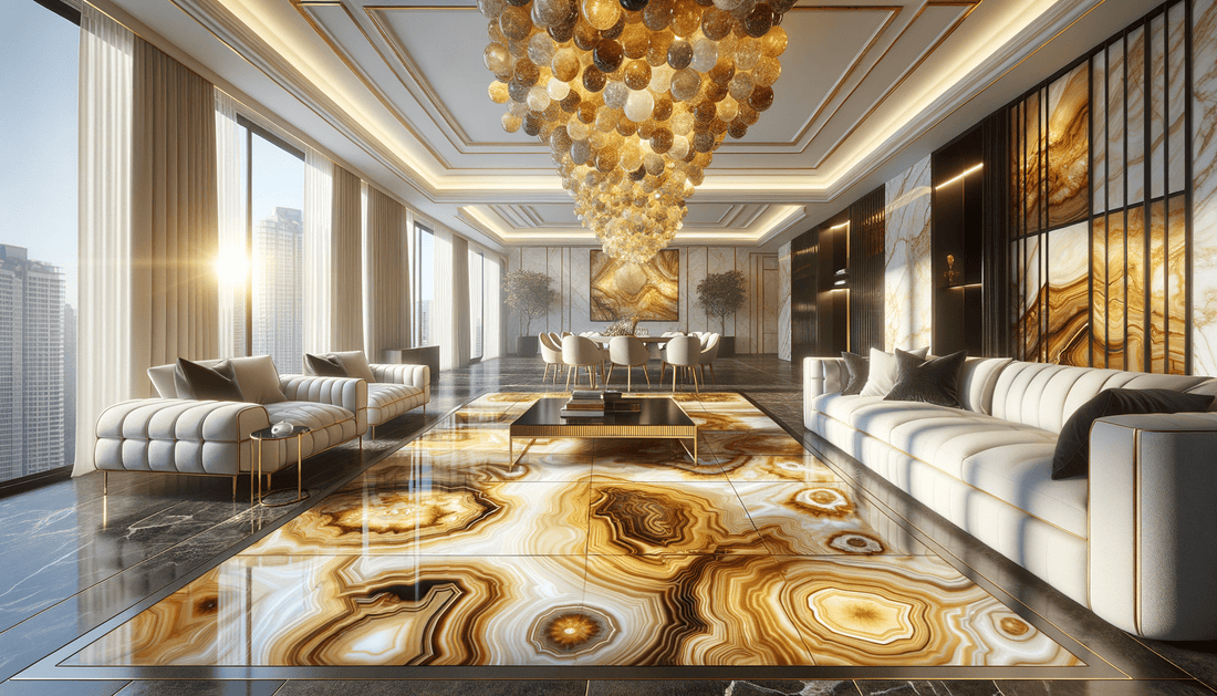 Explore Gold Agate Onyx Raphael Tile for Luxurious Spaces - Zicana Boutique