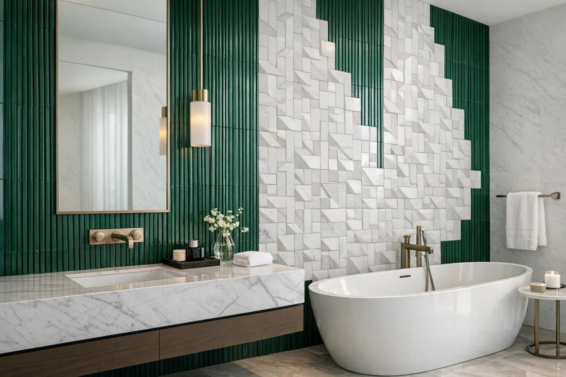 Explore Linear Groove Emerald & Thassos Marble at Zicana - Zicana Boutique