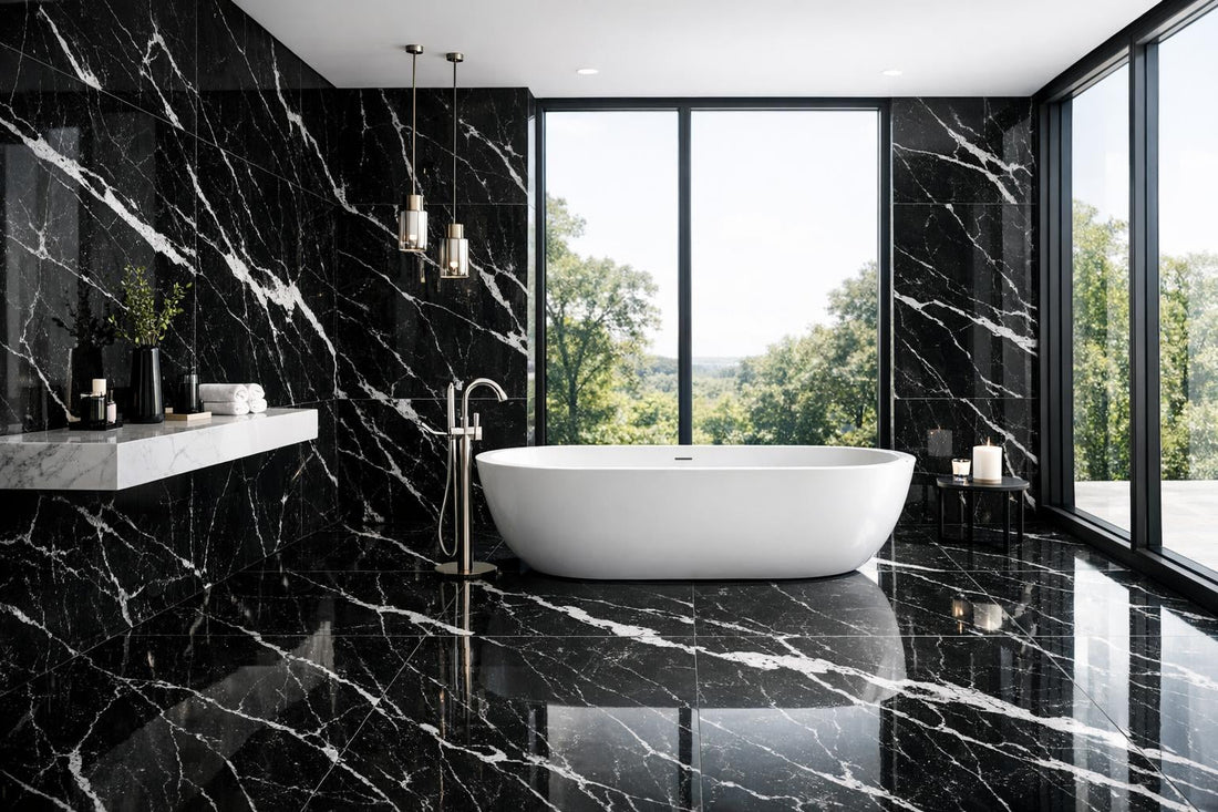 Explore Nero Marquina Raphael Porcelain: Luxury Stone Solutions - Zicana Boutique