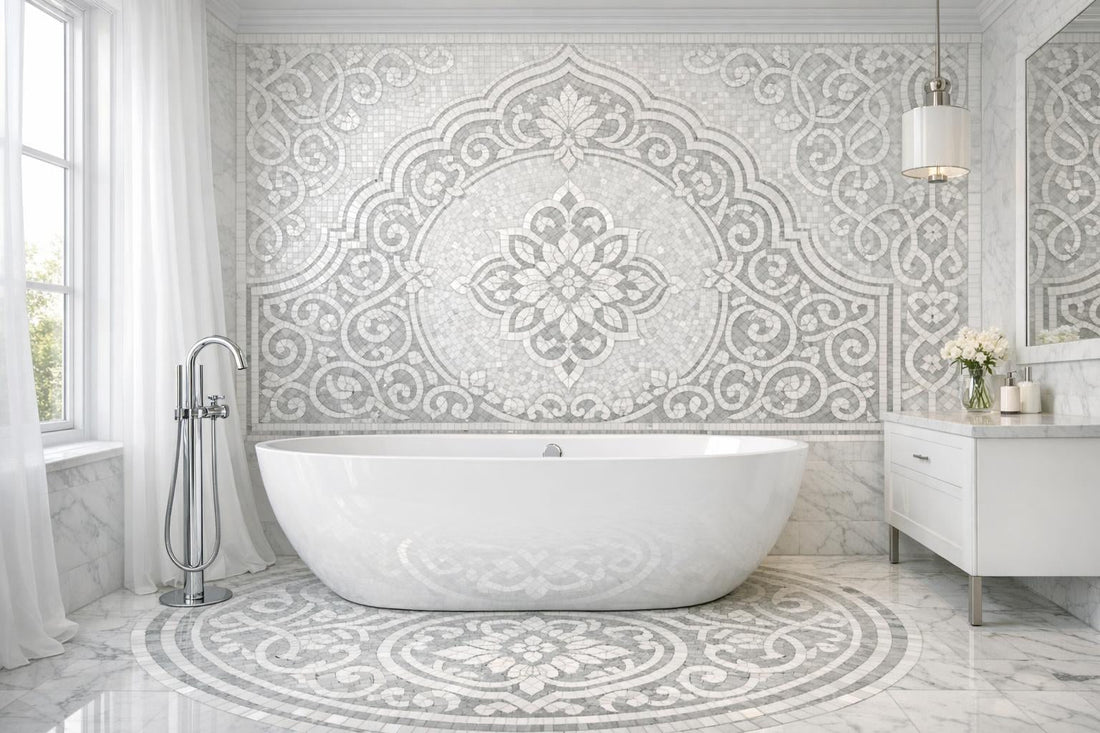 Explore Thassos Marble Mosaic Artistic Tile for Luxurious Interiors - Zicana Boutique