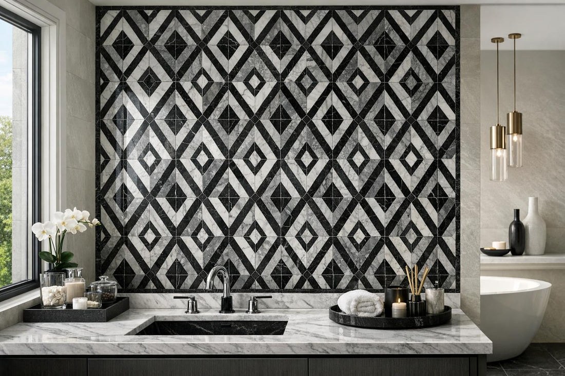 Explore Tonal Marquet Diamond Nero Mosaic Design Solutions - Zicana Boutique