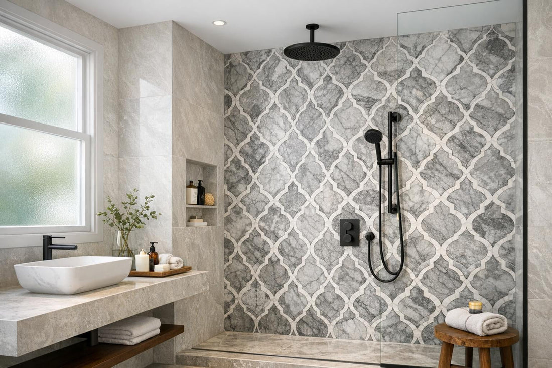 Explore Ventella Aura Grisso Marble Waterjet Mosaics - Zicana Boutique