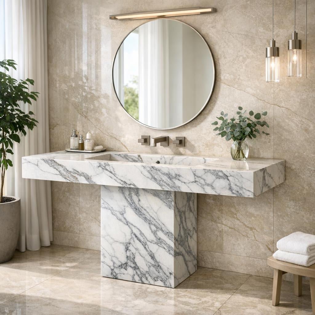 Explore Wonder 48-R Pedestal Sink at Zicana Boutique - Zicana Boutique
