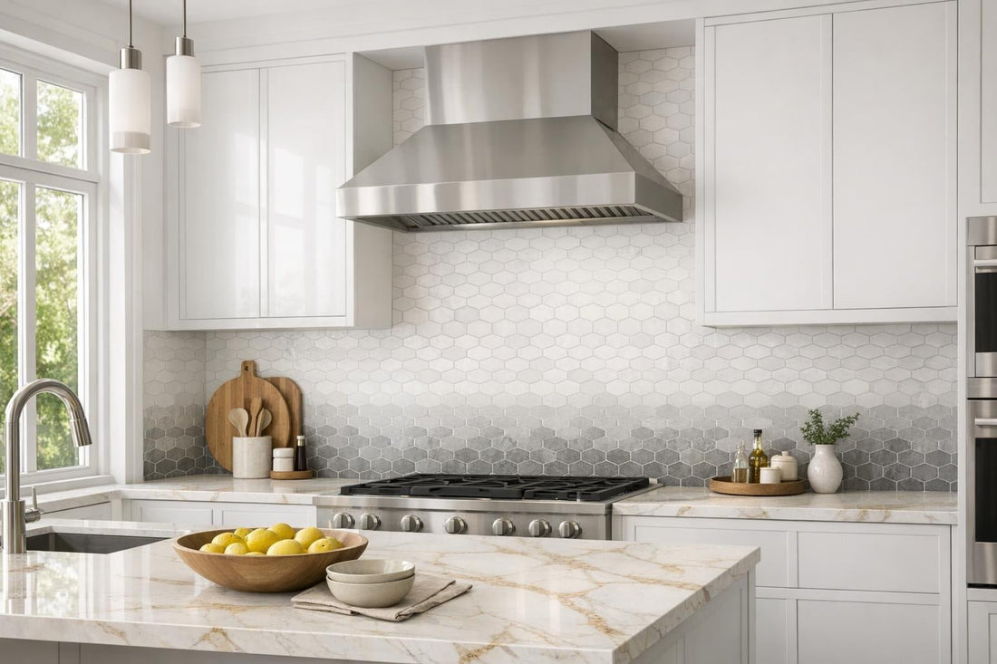 Exploring Ombre Extender White Marble Mosaic by Artistic Tile - Zicana Boutique