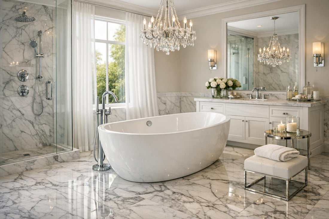 Exquisite Marble Tile Floor Bathroom Designs for Elegance - Zicana Boutique