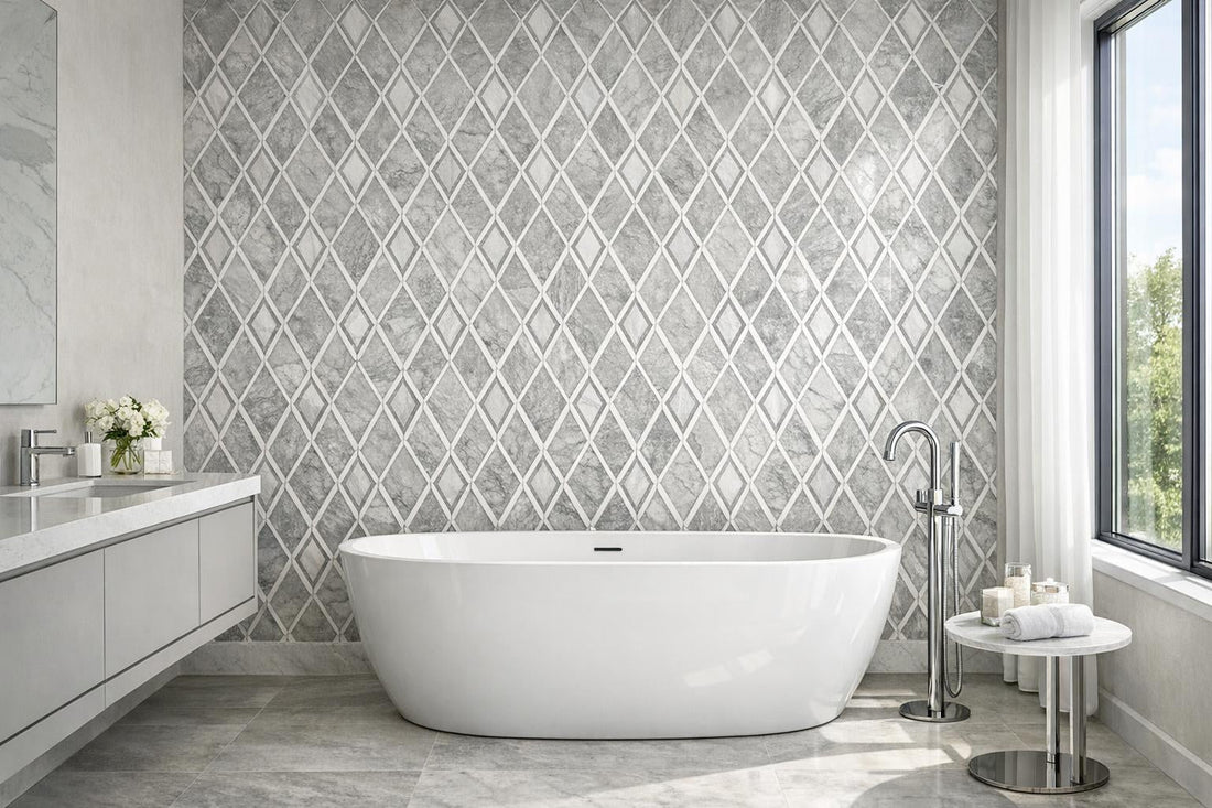Ezzy Grigio Diamond Waterjet Mosaic: Elevate Your Design Vision - Zicana Boutique