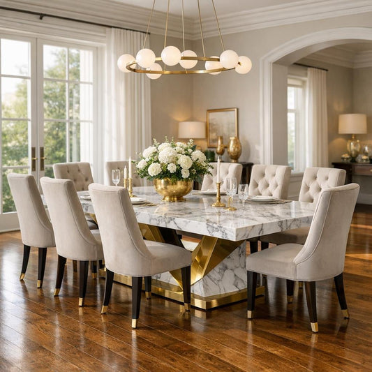 Firenze Dining Table: Marble Couture for Luxurious Spaces - Zicana Boutique