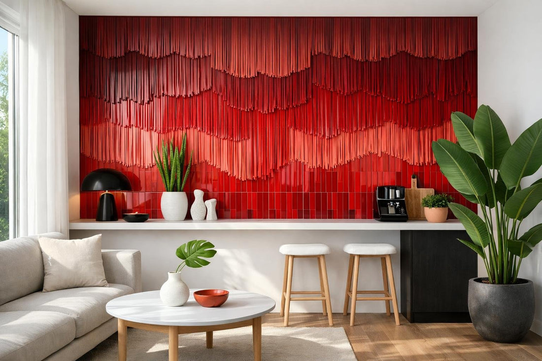 Fringe Bold Red Tile: Transform Spaces with Artistic Elegance - Zicana Boutique