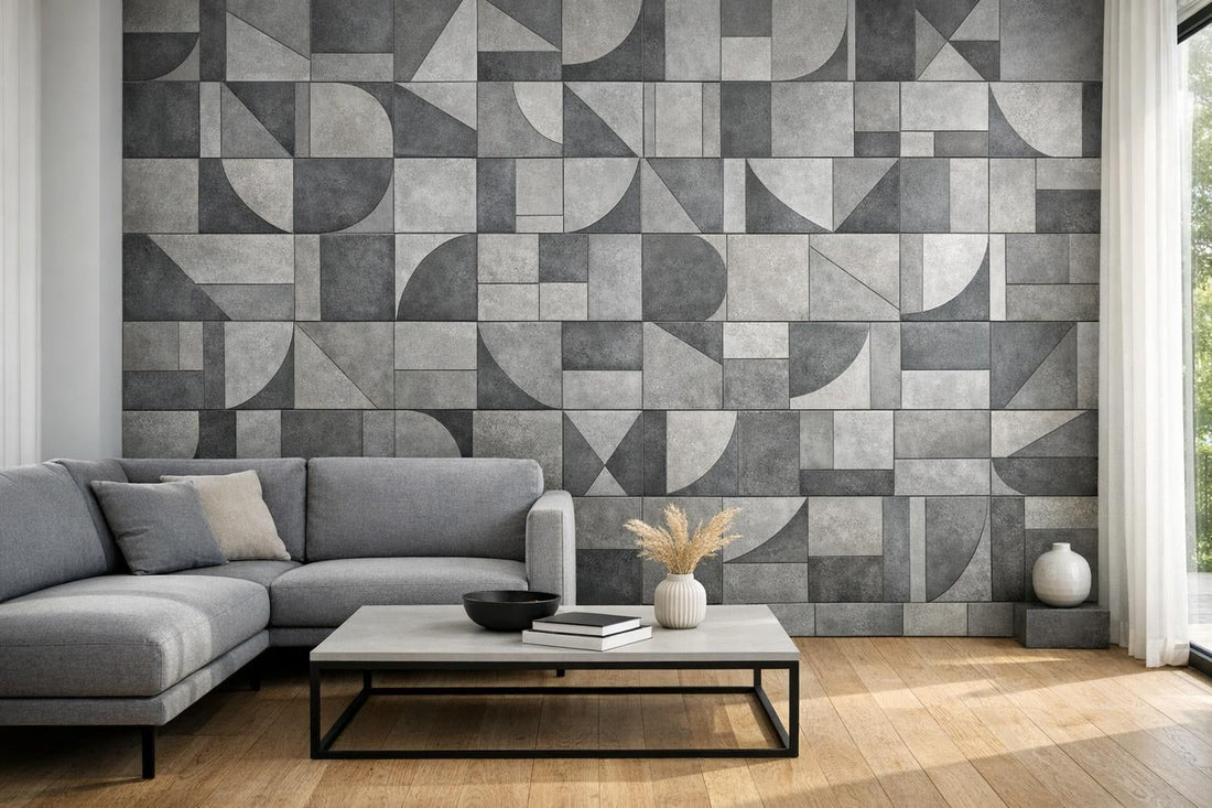 Geotzzo Squares Grey Tile: Elevate Spaces with Artistic Style - Zicana Boutique