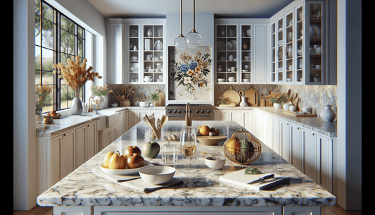 Giallo Ornamental Granite: Perfect Match for White Cabinets Elegance - Z Boutique by Marble Couture