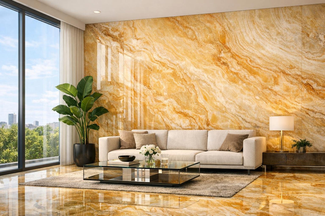 Gold Onyx Maximum: Elevate Spaces with Fiandre Stone - Zicana Boutique