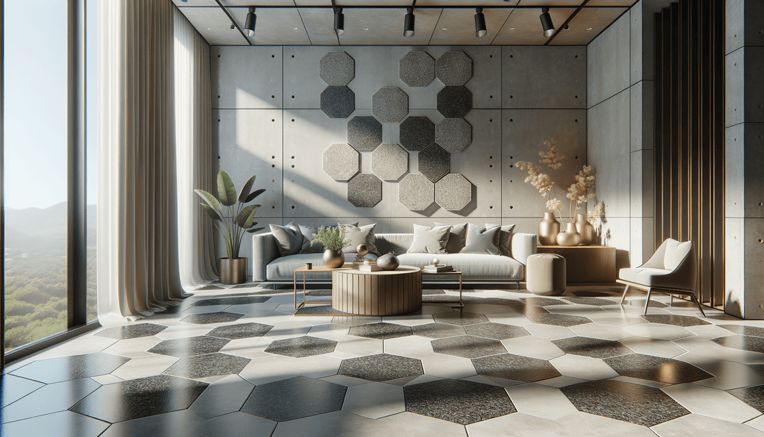 Graphite Honed Terrazzo Hexagons: Elegant Solutions at Zicana Boutique - Zicana Boutique