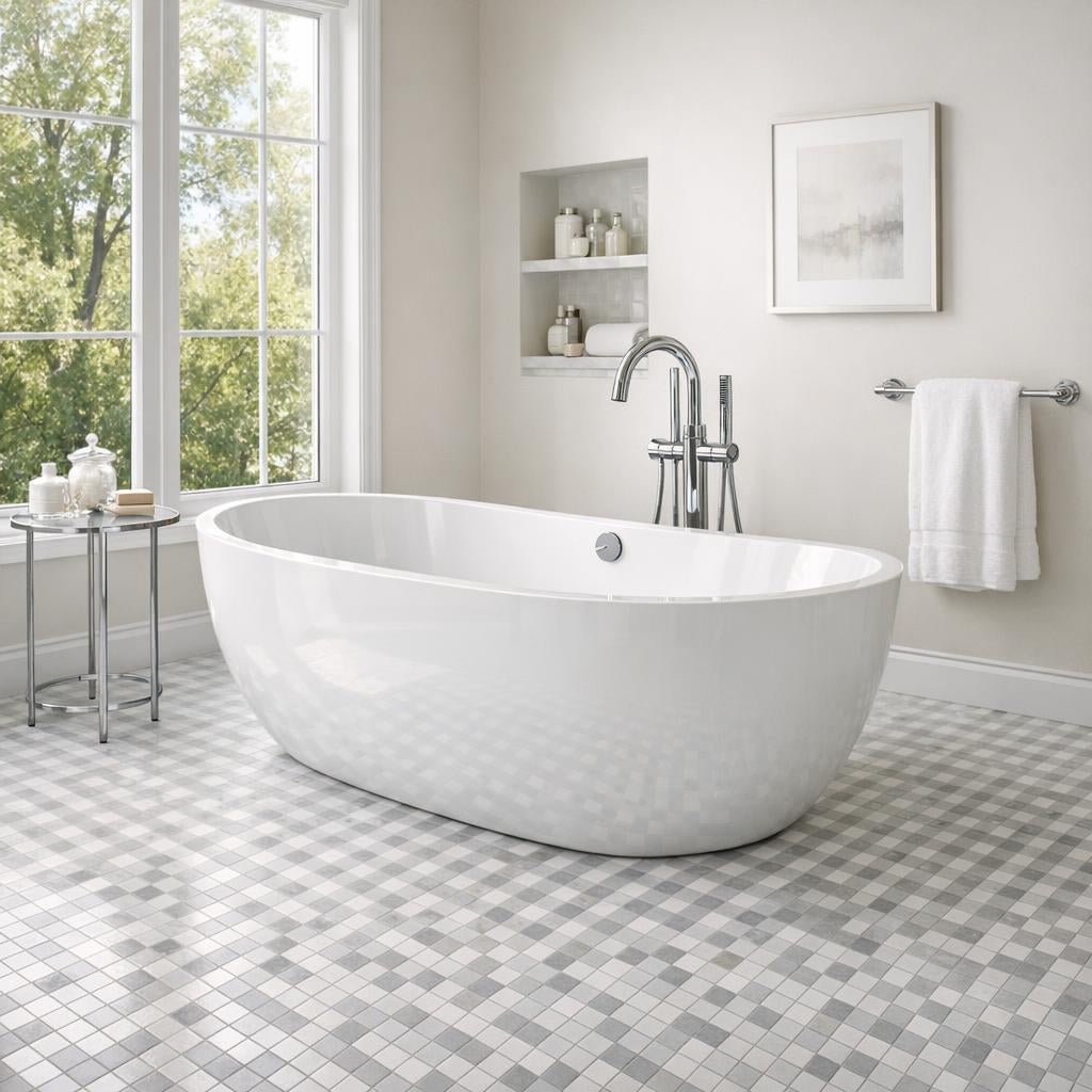Hudson Check White Mosaic: Elevate Designs with Artistic Tile - Zicana Boutique