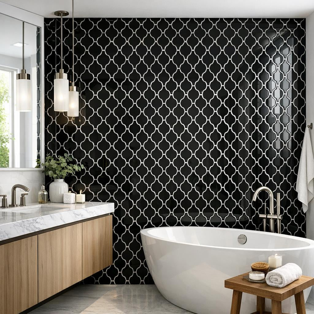 Hudson Key Black Mosaic: Elevate Interiors with Artistic Tile - Zicana Boutique