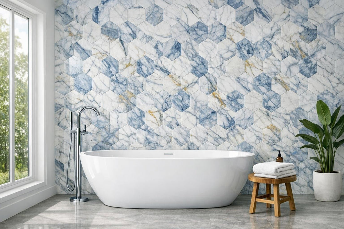 Inspiring Designs with Calacatta Bluette Marble Mosaic Tiles - Zicana Boutique