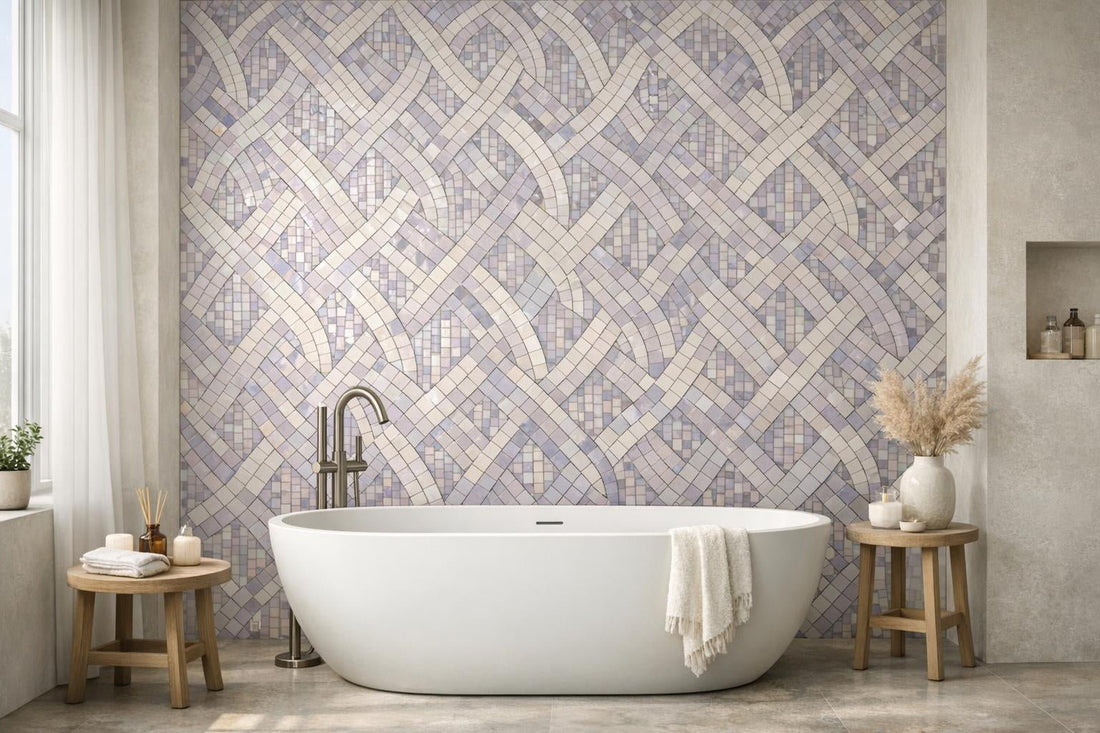 Interlace Lilac Mosaic: Elevate Spaces with Artistic Tile - Zicana Boutique