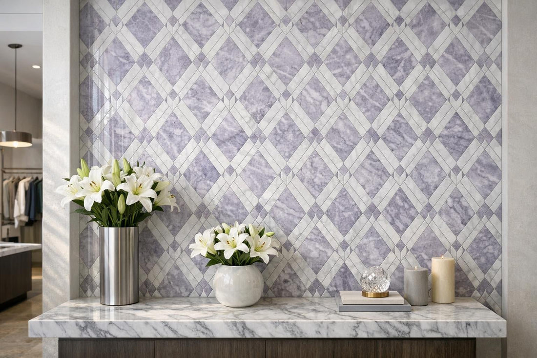 Juvalis Lilac Diamond Marble: Ultimate Waterjet Mosaic Guide - Zicana Boutique