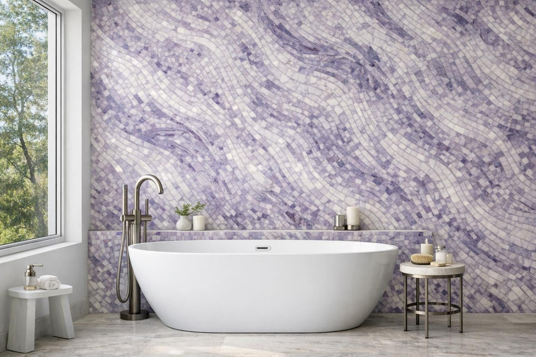Lilac Marble Mosaic: Elevate Spaces with Artistic Tile - Zicana Boutique