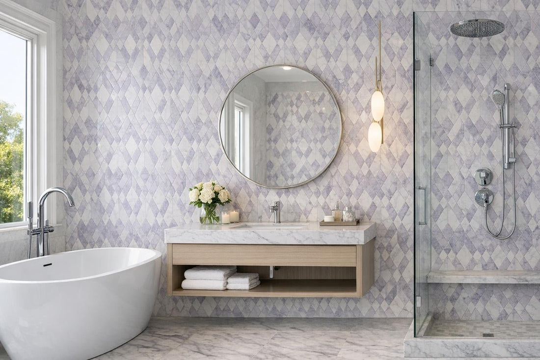 Lucente Lilac Diamond Marble Mosaic: Elevate Your Design - Zicana Boutique
