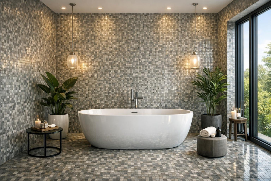 Luxor Grey Mosaic: Elevate Spaces with Artistic Tile - Zicana Boutique