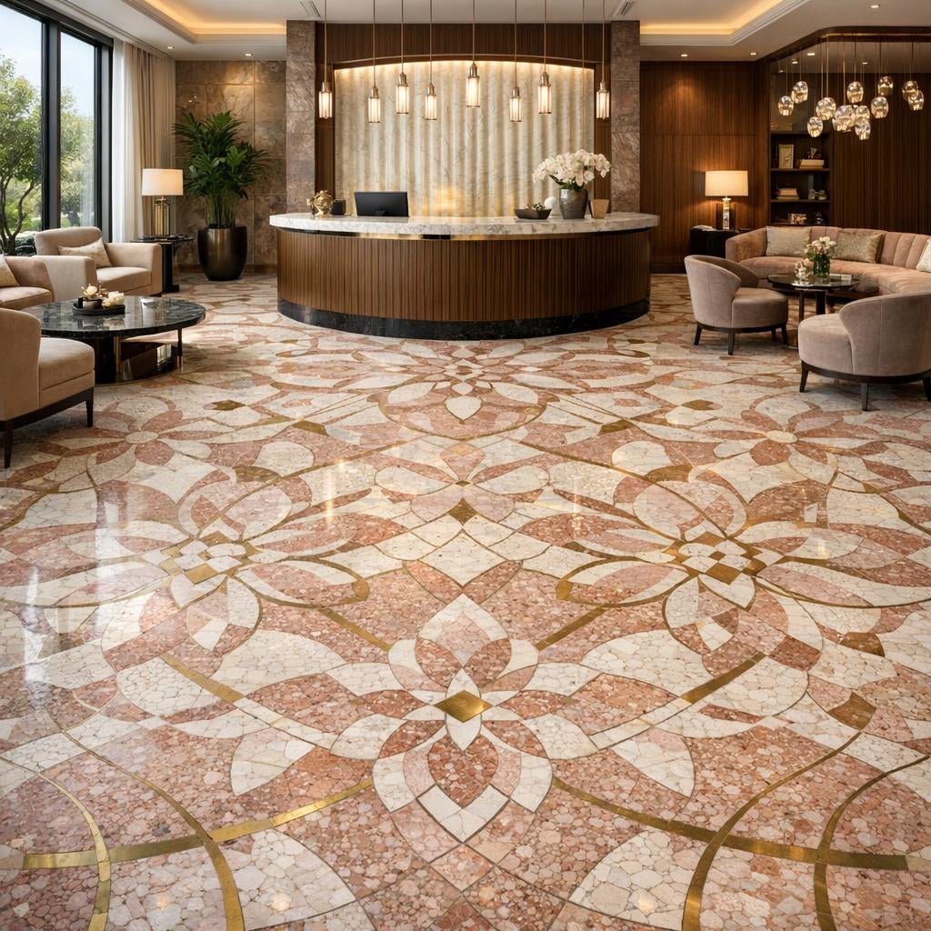 Luxurious Lucente Rosa Diamond Terrazo Mosaic for Professionals - Zicana Boutique