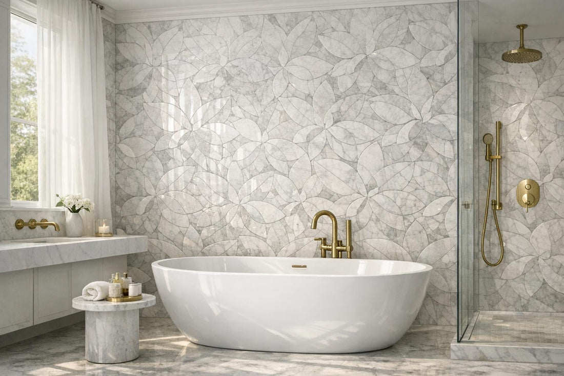 Luxurious Orchid Dimensional Marble Mosaic Tiles for Designers - Zicana Boutique