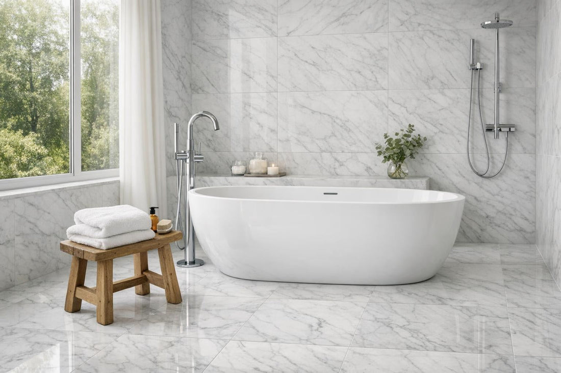 Macael White Marble Tile: Elevate Design with Artistic Touch - Zicana Boutique