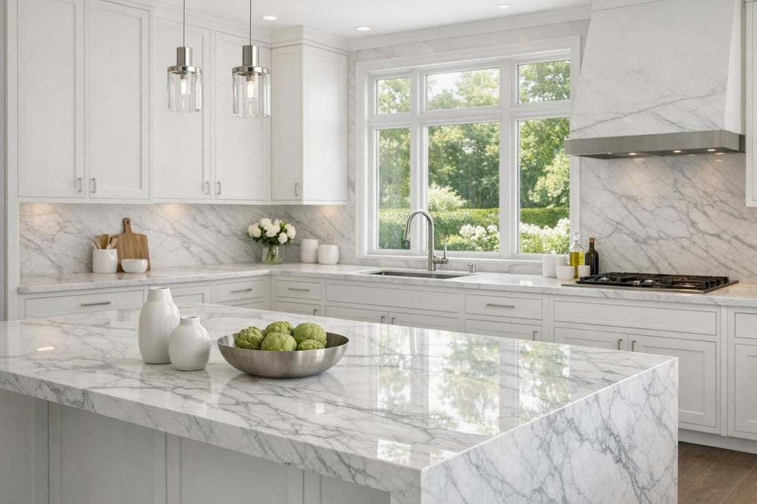 Mountain White Danby Marble: Elegance by Zicana Boutique - Zicana Boutique