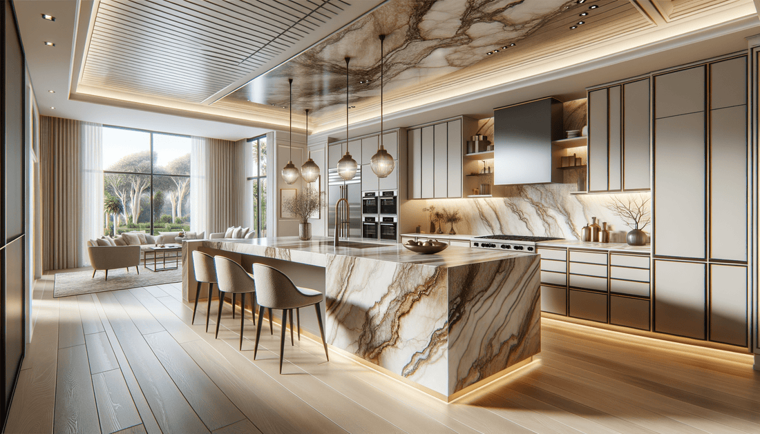 MSI Q Quartz Calacatta Castana Elegance for Luxurious Spaces - Zicana Boutique