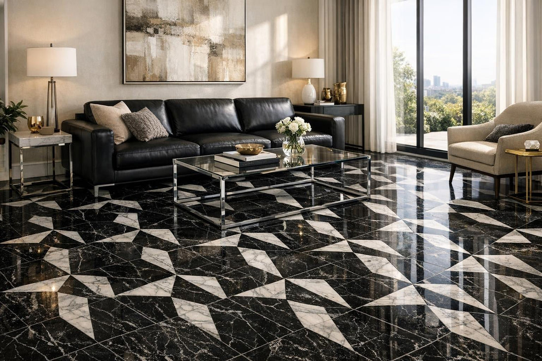 Mumbai Diamond Black Waterjet Mosaic: Elevate Interiors Effortlessly - Zicana Boutique