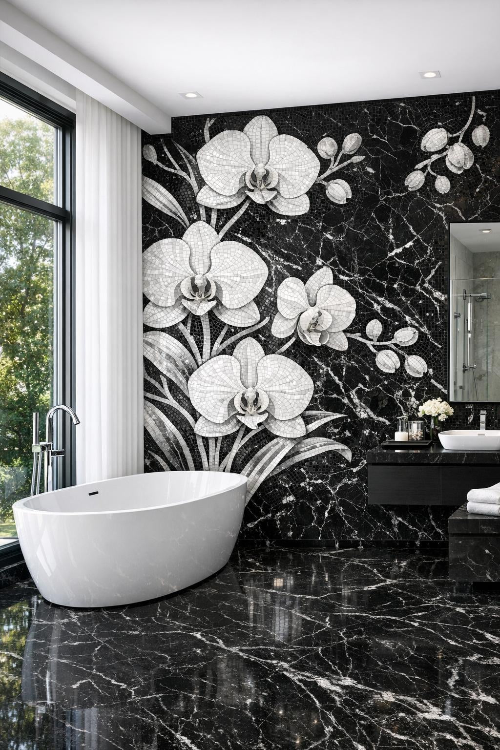 Orchid Nero Marble: Elevate Spaces with Artistic Tile - Zicana Boutique