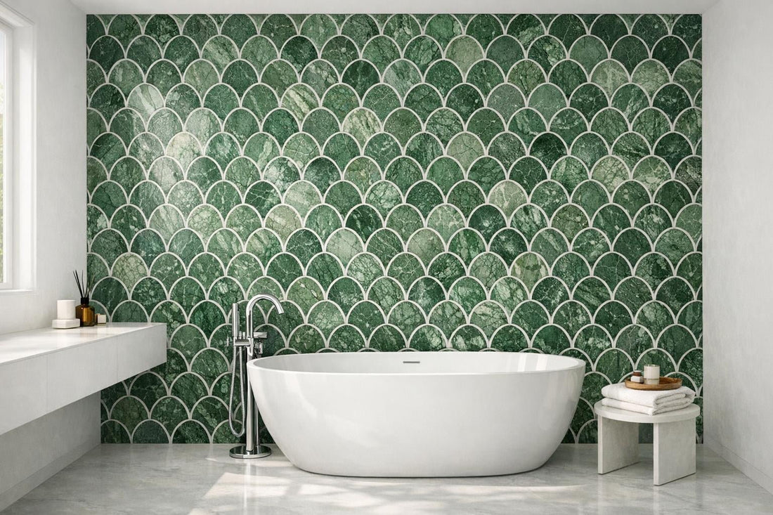 Penny Lane Green Marble Mosaic: Elevate Design Creativity - Zicana Boutique