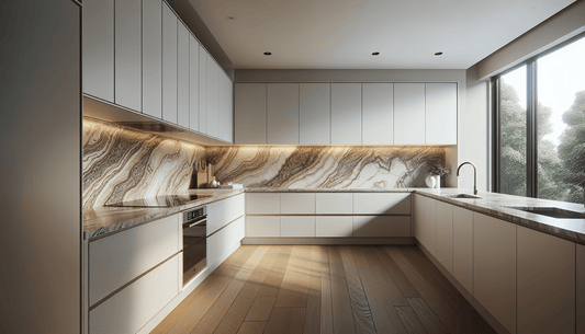 Perfect Beige Granite Countertops for Elegance with White Cabinets - Z Boutique by Marble Couture