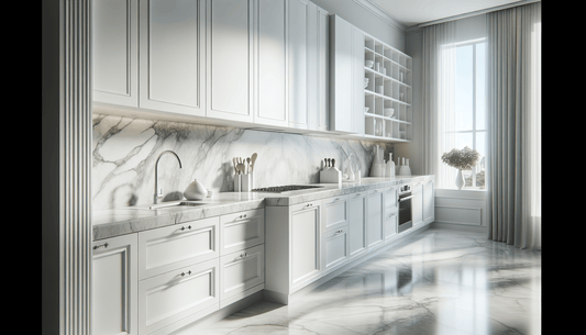 Perfect Harmony: White Marble Countertops with White Cabinets - Z Boutique by Marble Couture