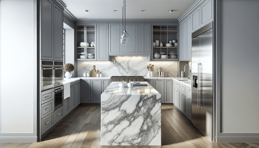 Perfect Pairing: Marble Countertop with Grey Cabinets for Sophisticated Homes - Z Boutique by Marble Couture
