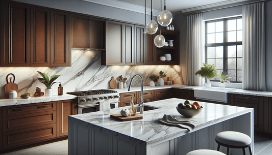 Perfect Pairing: White Granite Countertops with Brown Cabinets - Z Boutique by Marble Couture