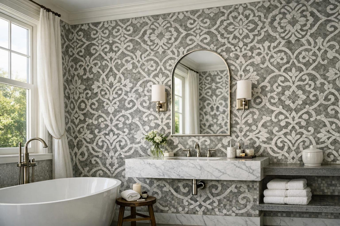 Pompeii Grey Waterjet Mosaic Elegance for Design Experts - Zicana Boutique