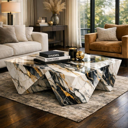 Pythagoras Coffee Table: Marble Couture for Luxury Spaces - Zicana Boutique