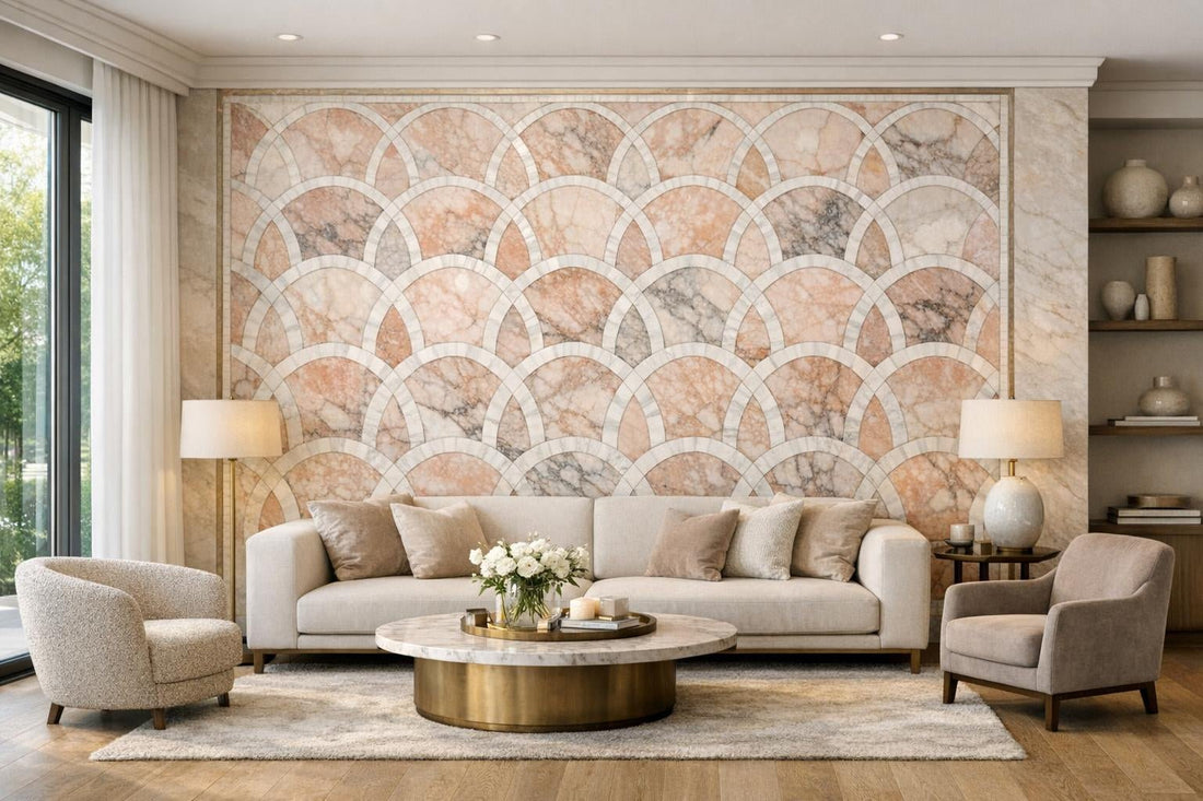 Rosa Portogallo Marble Mosaic: Elevate Interiors with Artistic Tile - Zicana Boutique