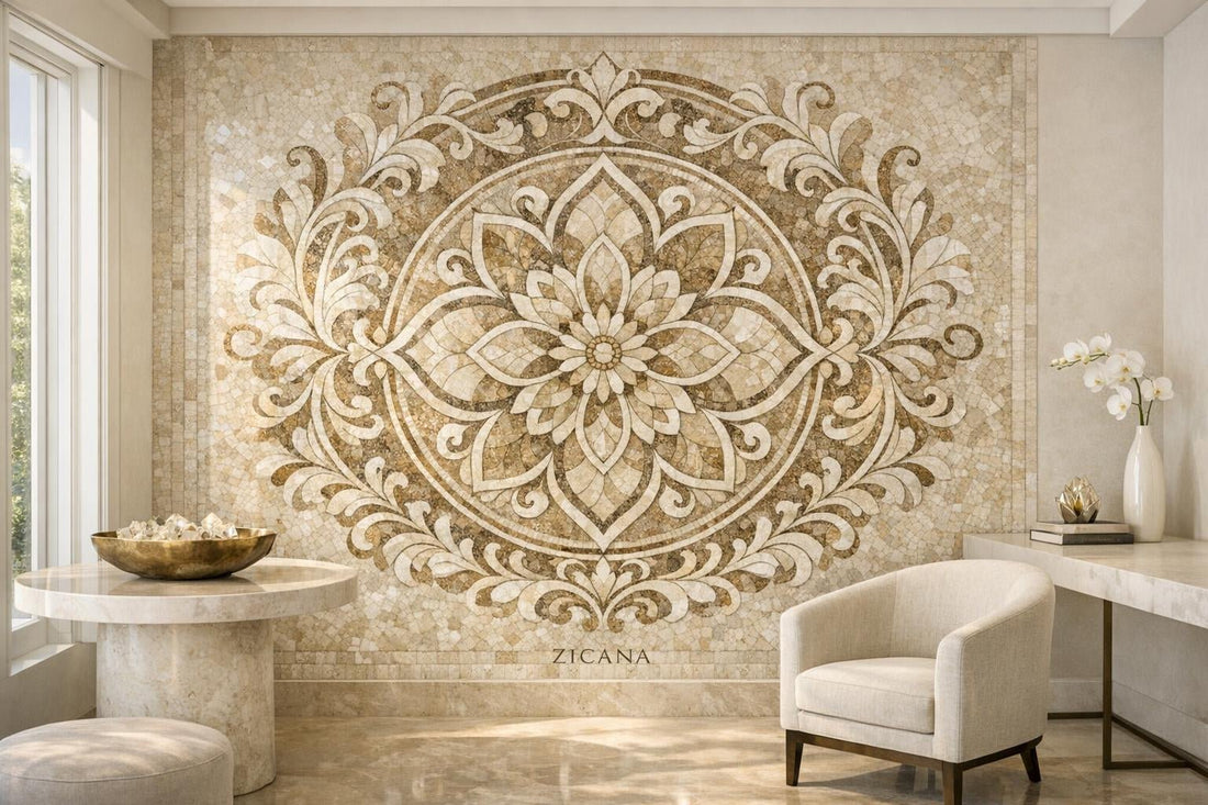 Rosetta Sabbia Flower Marble Mosaic: Elevate Your Designs - Zicana Boutique