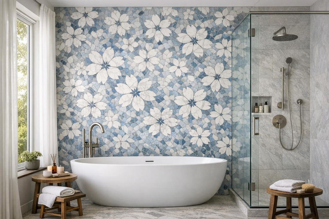 Sakura Calacatta Bluette Mosaic: Elevate Your Design Aesthetic - Zicana Boutique