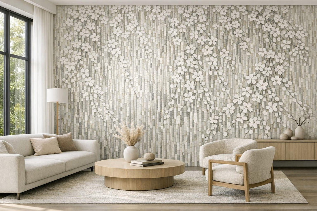 Sakura Falls Bianco Antico Mosaic: Elevate Interiors Elegantly - Zicana Boutique