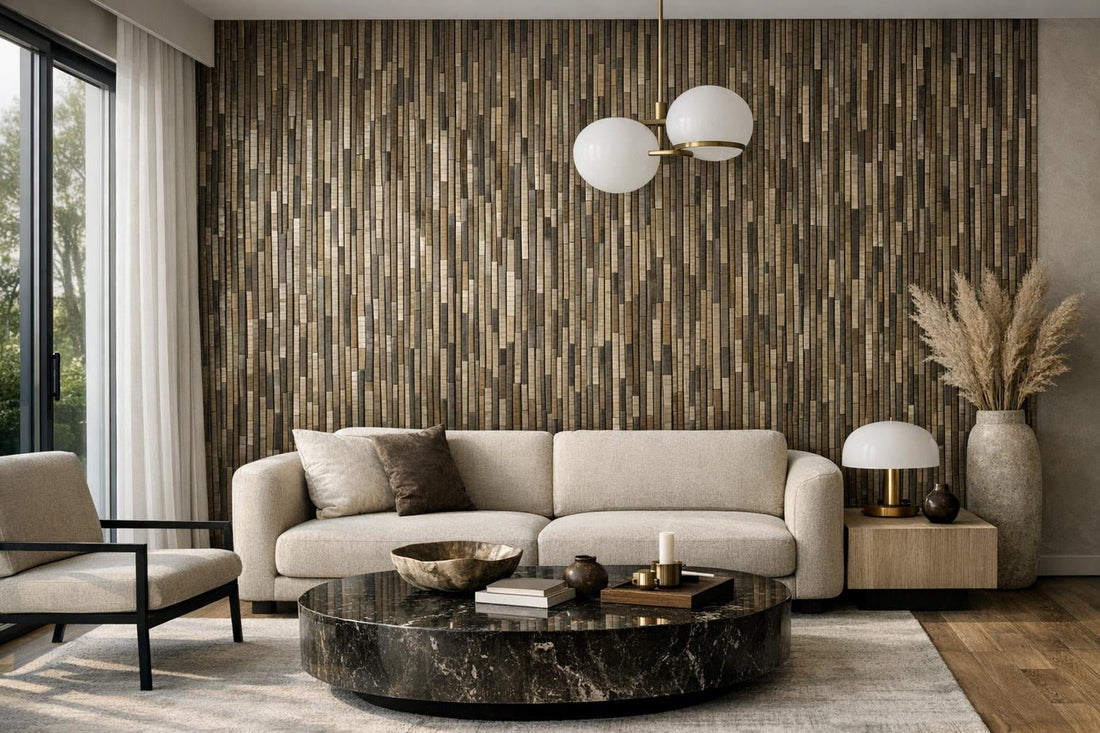 Shadow Stripe Moca Mosaic: Elegance for Discerning Interiors - Zicana Boutique